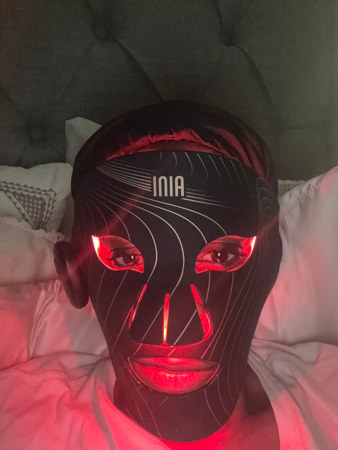Customer photo review of INIA GLOW Wireless Red Light Therapy Mask FDA-Cleared