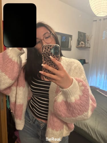 Customer photo review of Bold Stripes Oversized Cardigan