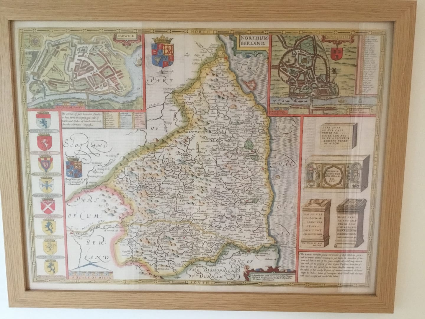 Customer photo review of Old Map of Northumberland in 1611 by John Speed - Newcastle, Gateshead, Hadrian's Wall, Tyne and Wear