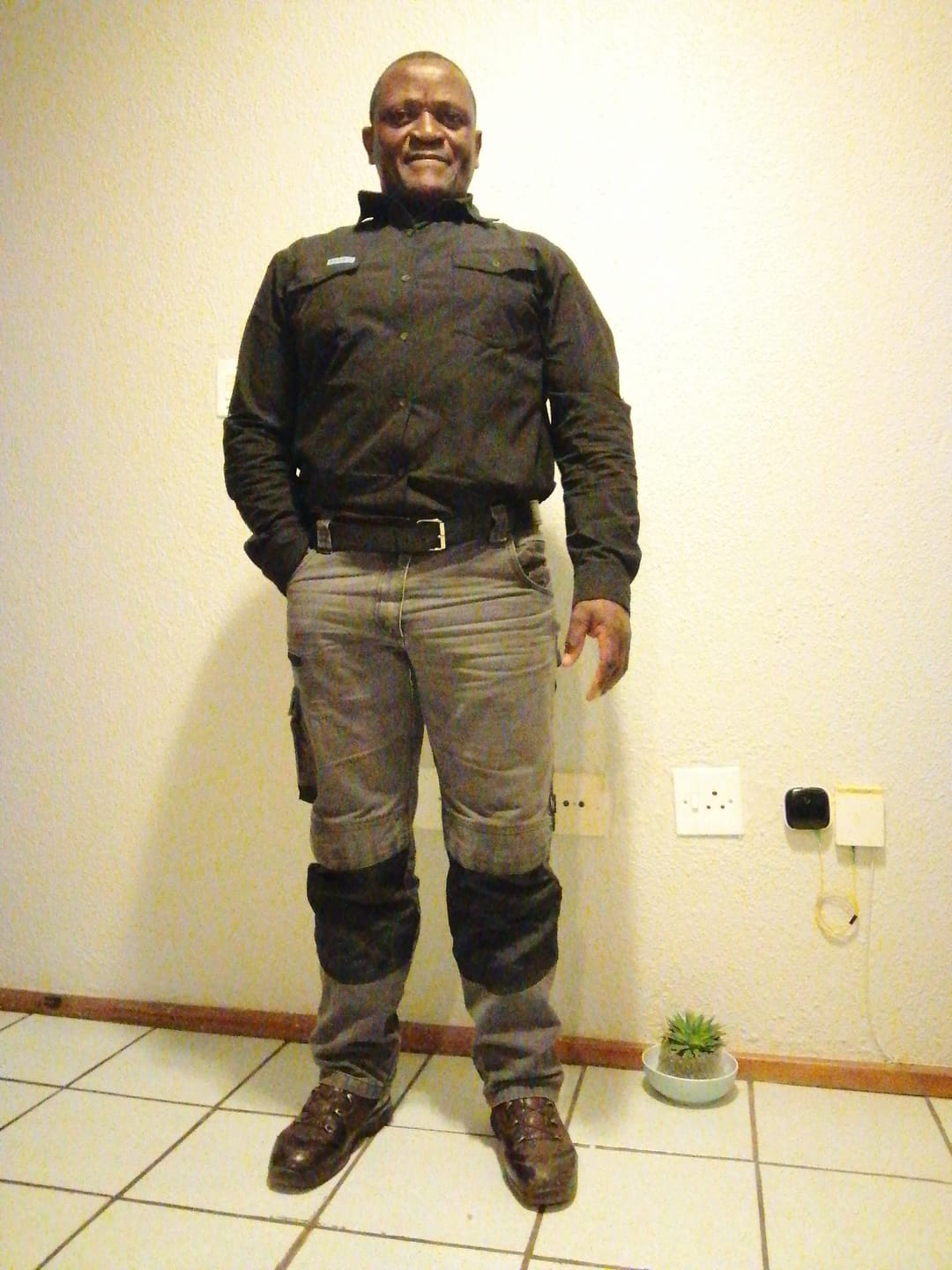 Customer photo review of W.O.R.K Ripstop 4 Way Stretch Shirt Light Grey Green