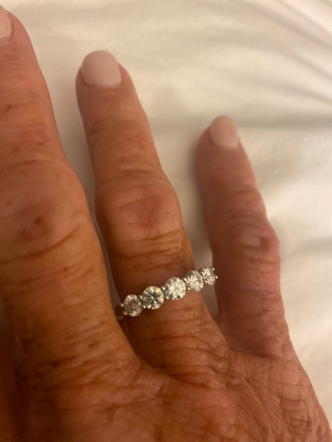Customer photo review of 4mm Moissanite Half Eternity Ring