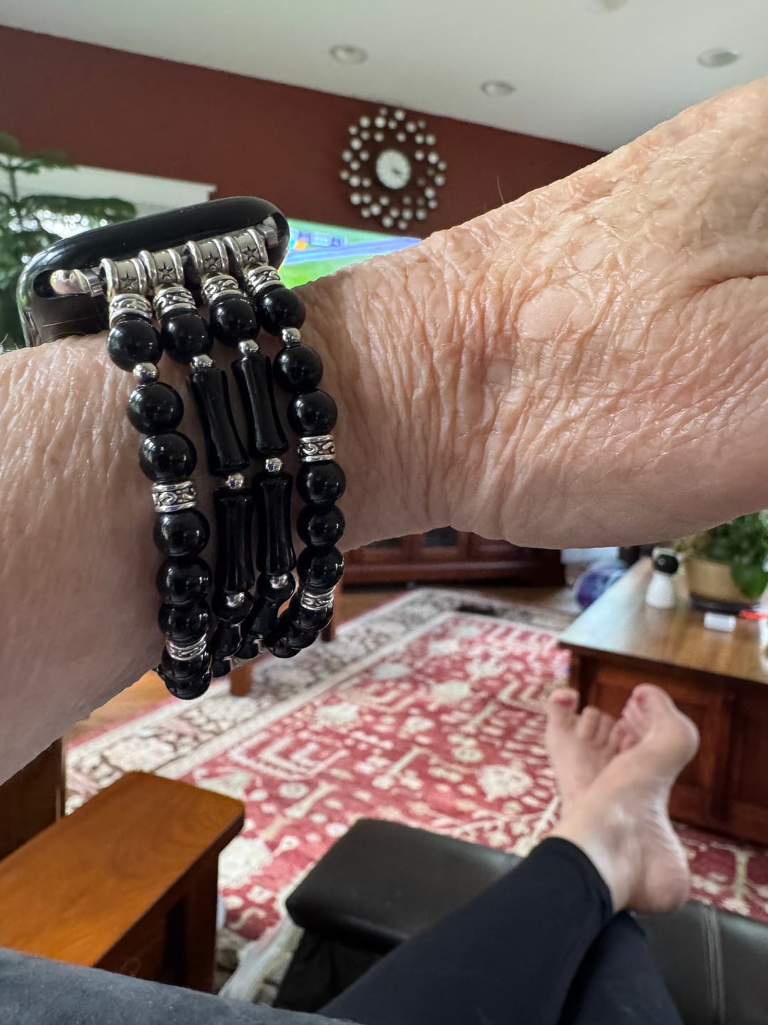 Customer photo review of Moonlight Agate Stretch Apple Watch Strap