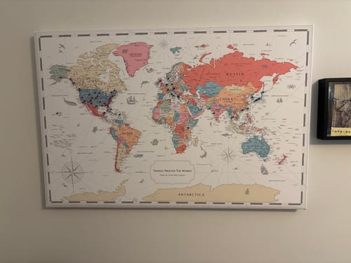 Customer photo review of Pinnable World Journey Map • Multi-Colored