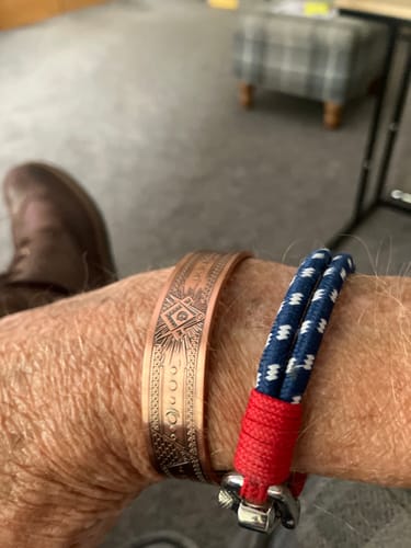 Customer photo review of Mens Masonic Bangle Pure Copper  Bracelet - Magnetic