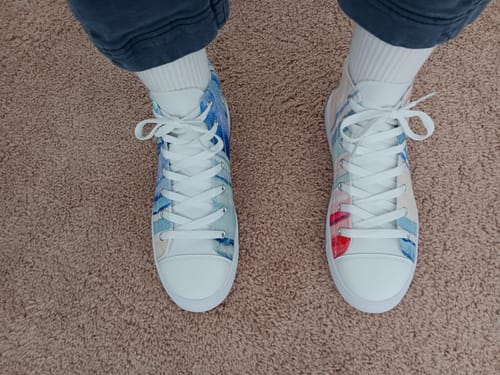 Customer photo review of Women’s Climate Stripes high top canvas shoes