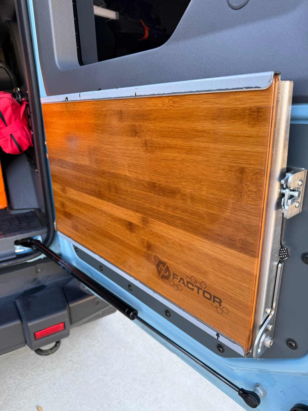 Customer photo review of Ineos Grenadier V2 Folding Tailgate Table with Extended Storage Cubby