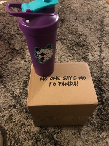 Customer photo review of New Purple & Blue Angry Panda Head Shaker