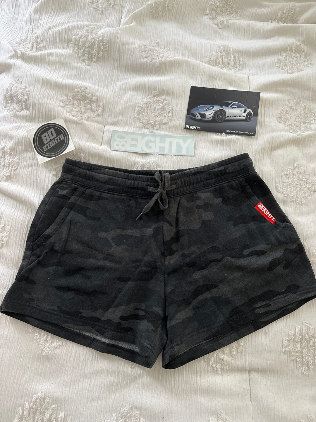 Customer photo review of 80Eighty® Women's Black Camo Fleece Shorts
