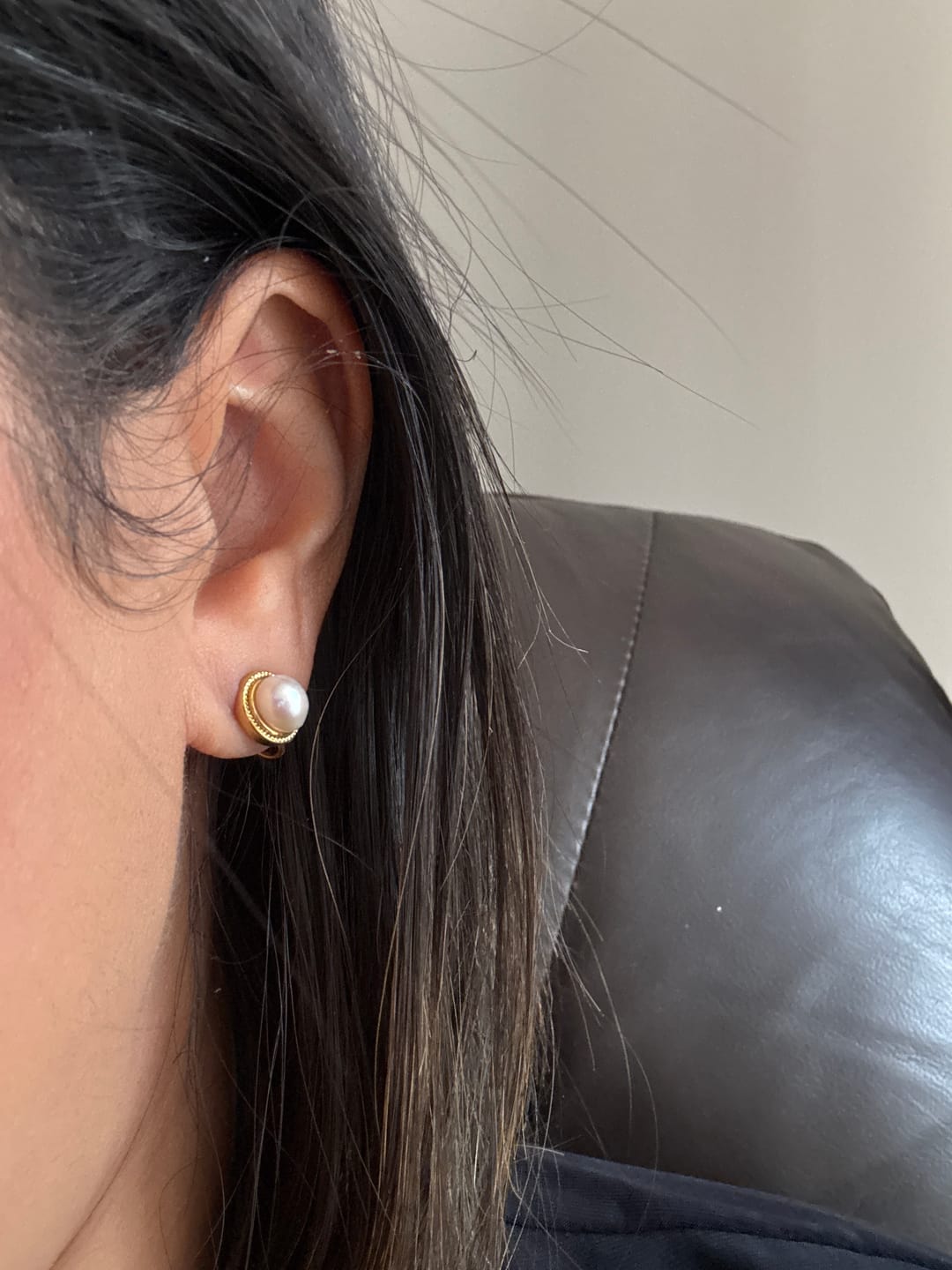 Customer photo review of Genevieve Clip On Earrings in Gold