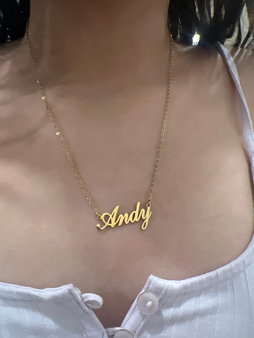 Customer photo review of LUX Name Necklace