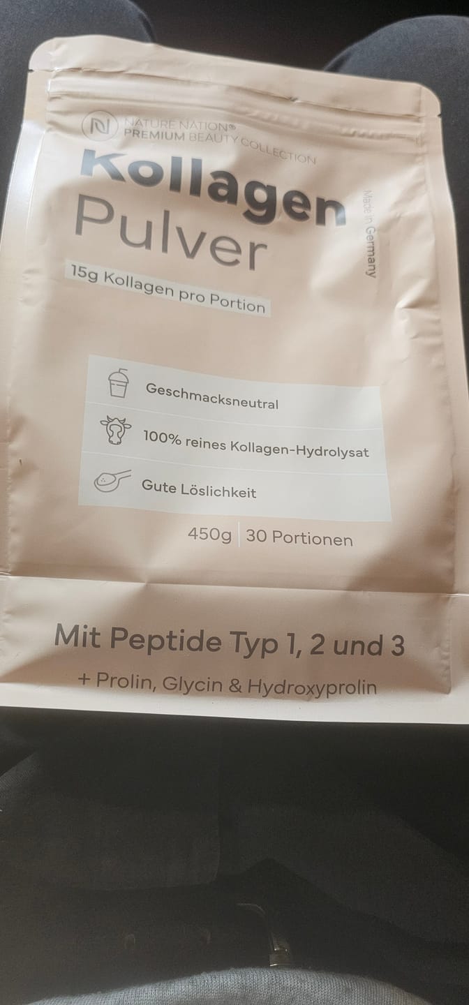 Customer photo review of Kollagen Pulver Hydrolysat, 450g - 100% Peptide Typ I, II & III, geschmacksneutral & leicht löslich