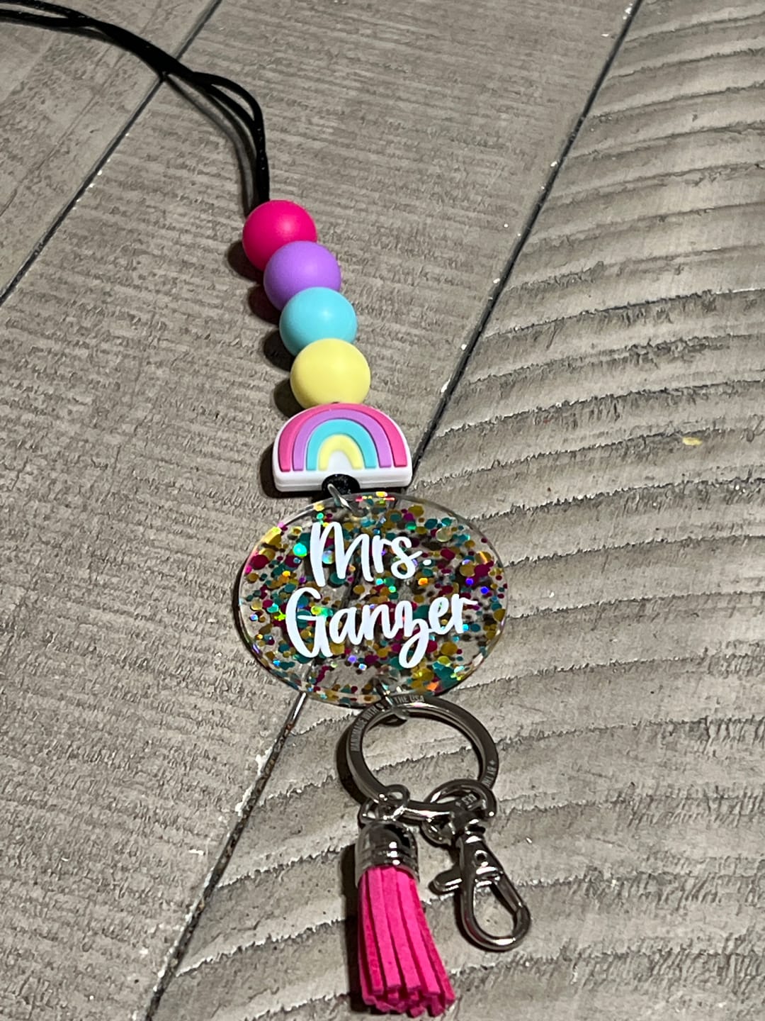 Customer photo review of Razzle Dazzle Personalized Teacher Lanyard