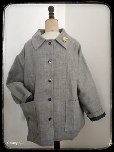 Avis photo d'un client sur Veste Kaï en lin gris perle