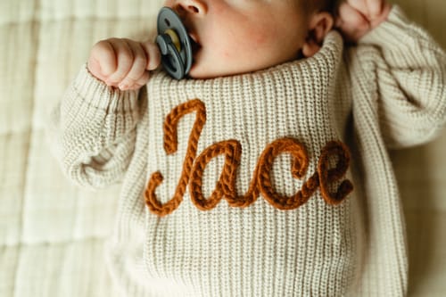 Customer photo review of Hand Knitted Personalized Sweater
