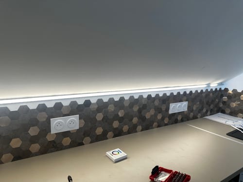 Customer photo review of Mosaique Adhésive Hexagone Cuivre marron pour crédence de cuisine