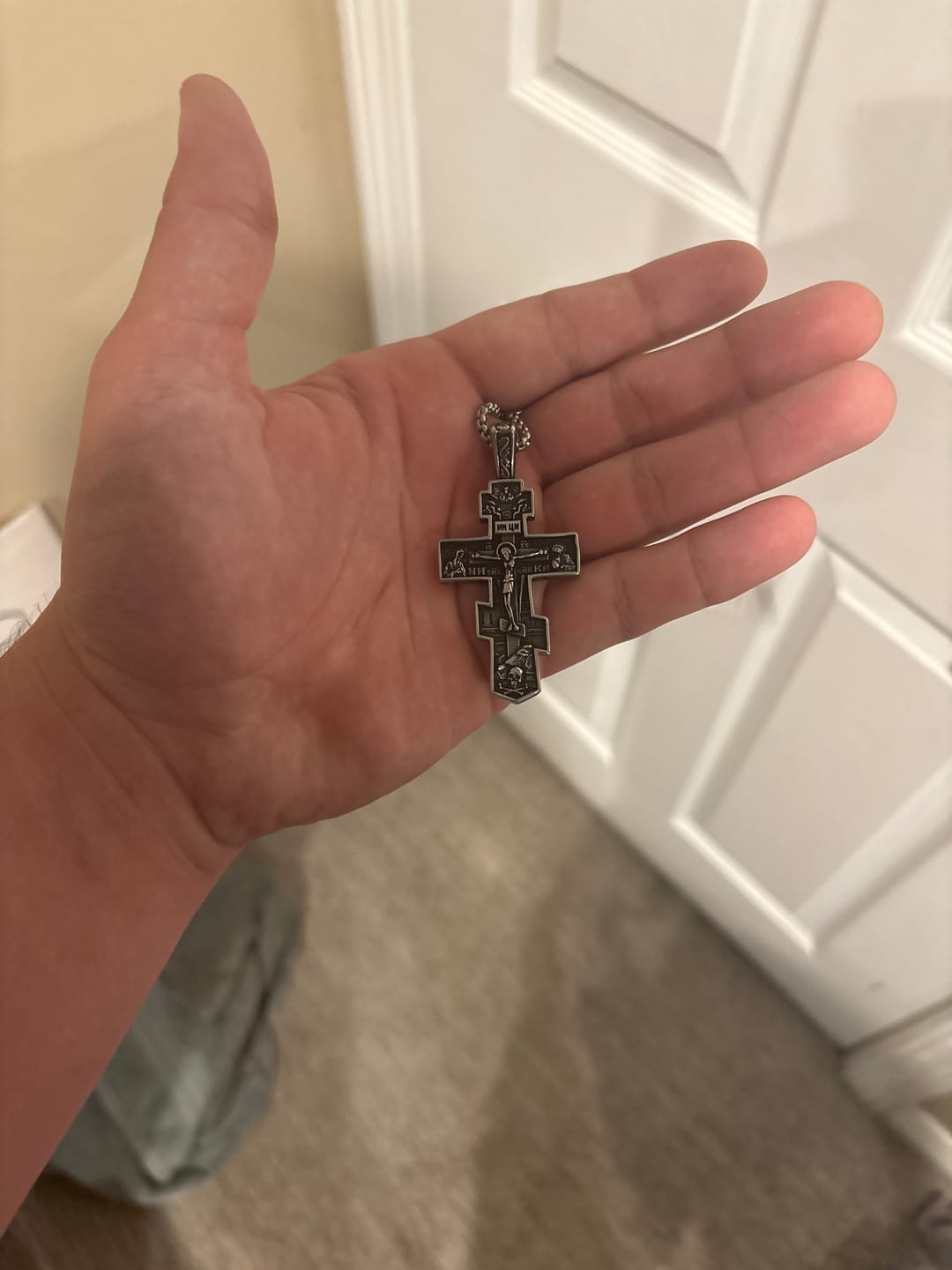 Customer photo review of FREE Today: Titanium Orthodox Jesus Crucifix Necklace Protection Jewelry