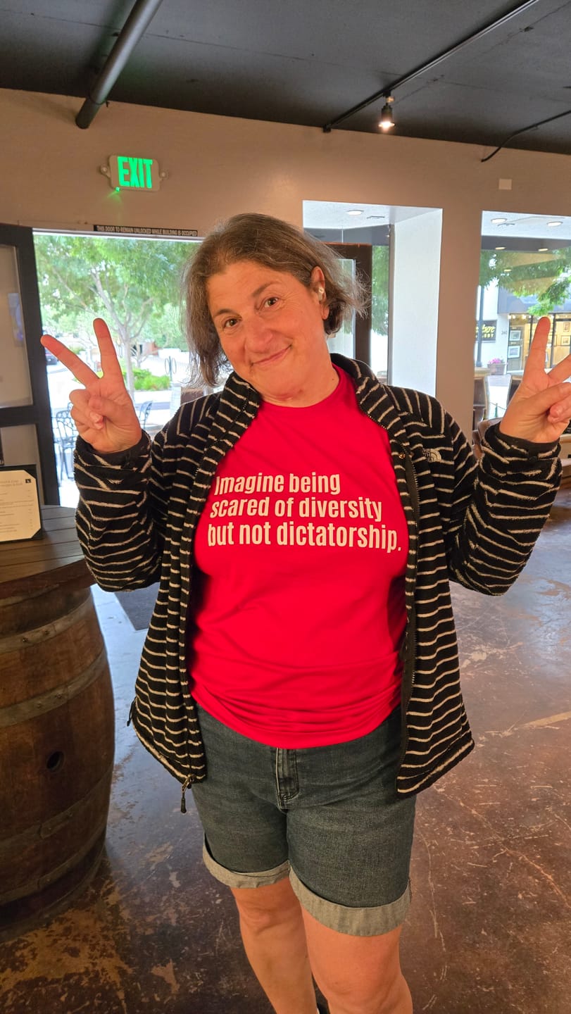 Customer photo review of Imagine Being Scared of Diversity But Not Dictatorship Unisex Tee
