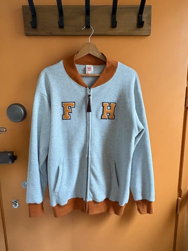 Customer photo review of Waffle Cotton Full-Zip Track Jacket - Gray