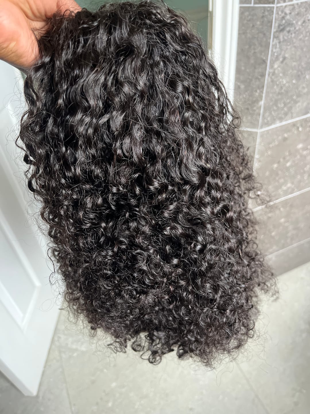 Customer photo review of Drawstring 3 in 1 Kinky Curly Half Wig Human Hair