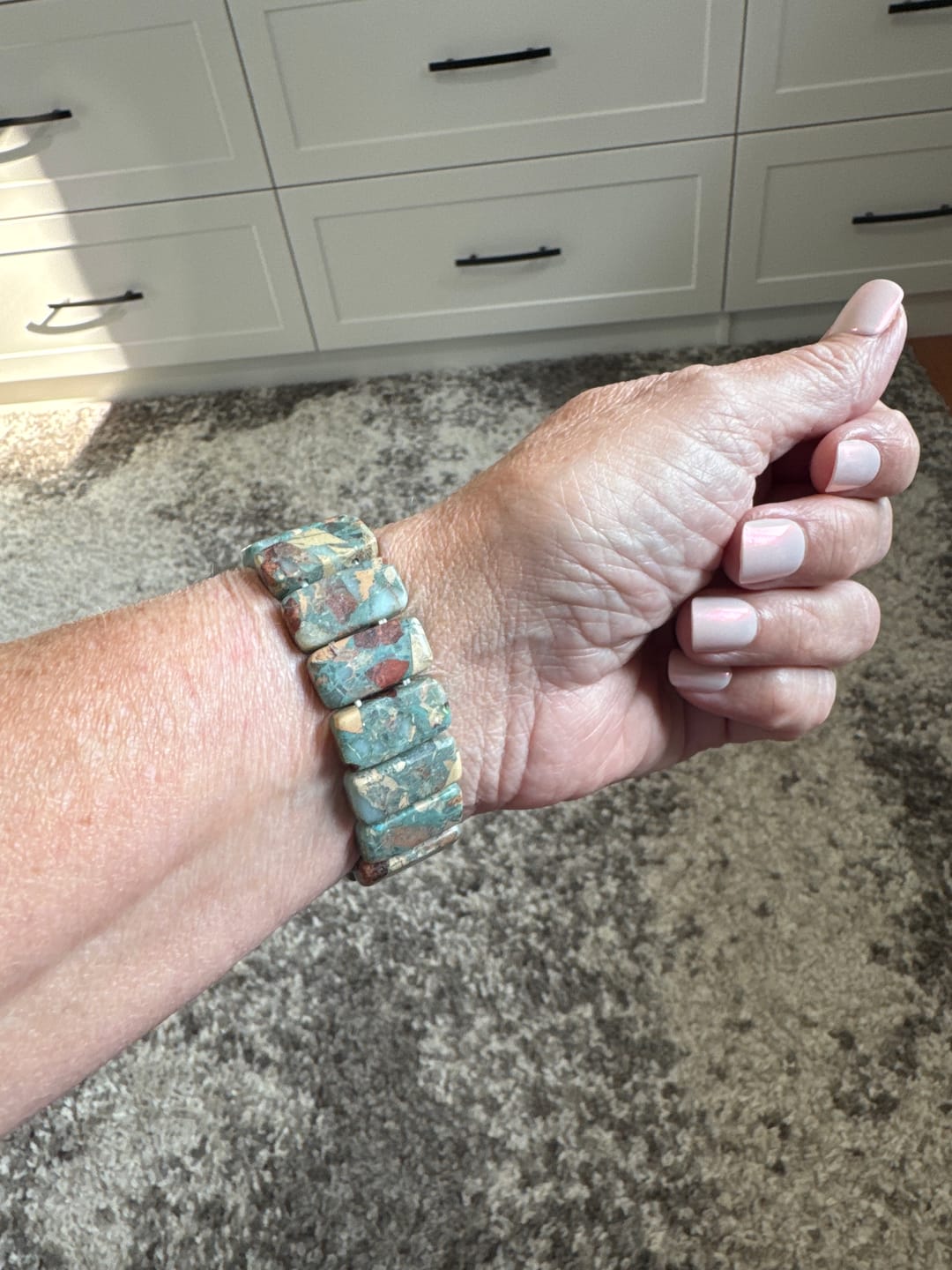 Customer photo review of Earth Tibetan Jasper Stretch Apple Watch Strap