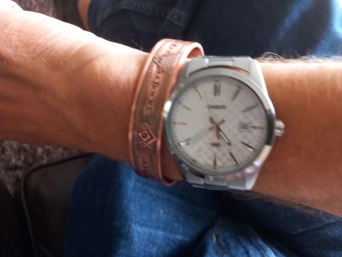 Customer photo review of Mens Masonic Bangle Pure Copper  Bracelet - Magnetic