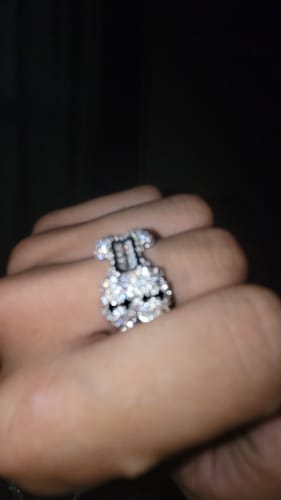 Customer photo review of Skull & Bones Baguette Iced Out Eternity Hip Hop Ring