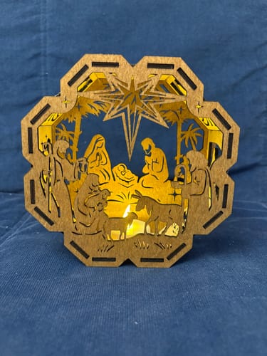 Customer photo review of Laser cut Christmas Nativity candle holder 3 bundle svg file