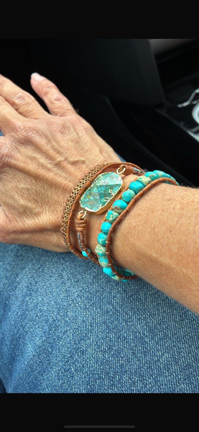 Customer photo review of Turquoise & Jasper Healing Wrap Bracelet