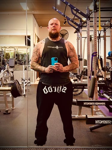 Customer photo review of Shrdd Track Pant - Unisex - Black / White