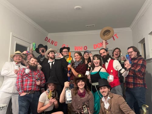 Customer photo review of Replay-able Cowboy Wild West Murder Mystery Dinner Game for Up to 20 Adults - Host Your Own Dinner Party Game Night - Cowboy & Wild West Theme - Cowboy Fancy Dress Dinner PartyV2