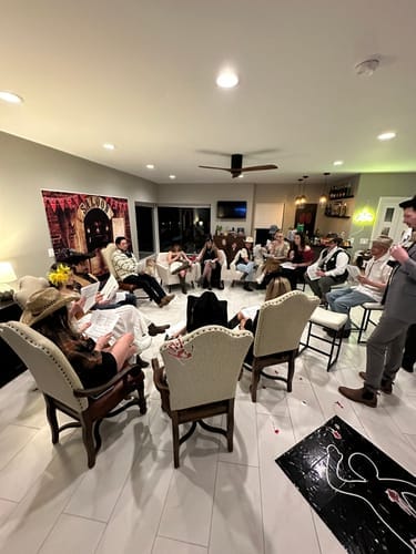 Customer photo review of Replay-able Cowboy Wild West Murder Mystery Dinner Game for Up to 20 Adults - Host Your Own Dinner Party Game Night - Cowboy & Wild West Theme - Cowboy Fancy Dress Dinner PartyV2