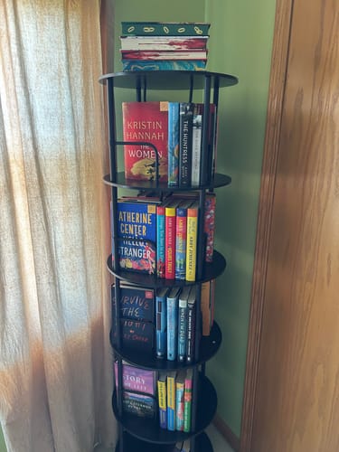 Customer photo review of Flycity 3-5 Tier Rotating Bookshelf with 360° Display & Partition Storage