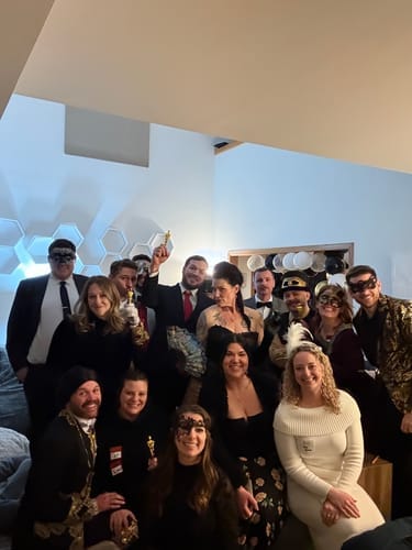 Customer photo review of Replay-able Masquerade Murder Mystery Dinner Party Game for Up to 20 Adults - Host Your Own Dinner Party Game Night - Masquerade Venetian Carnival Theme - Mardi Gras Fancy Dress Dinner Party V2