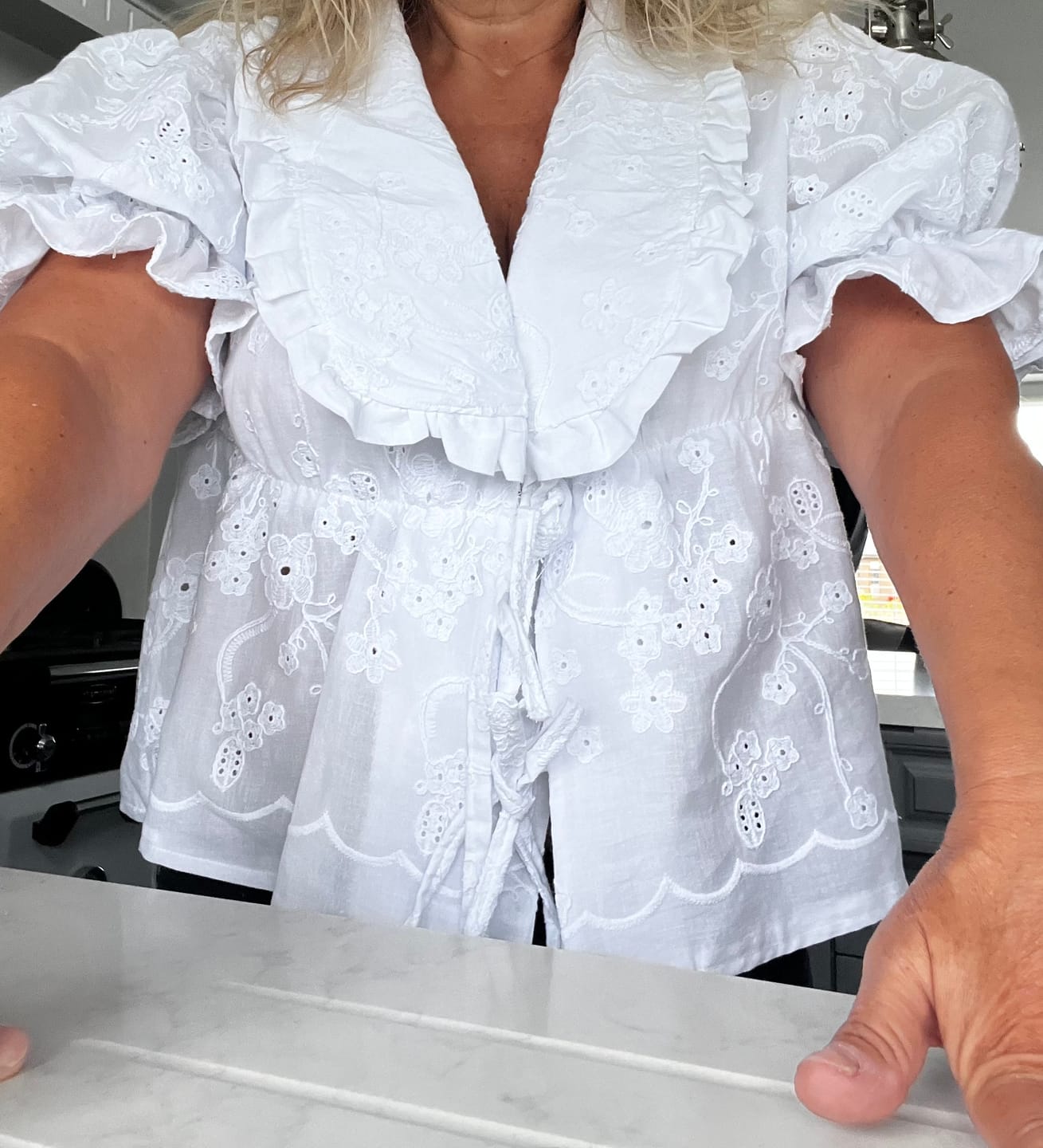 Customer photo review of Floral Perfection Embroidered Cotton Fabric