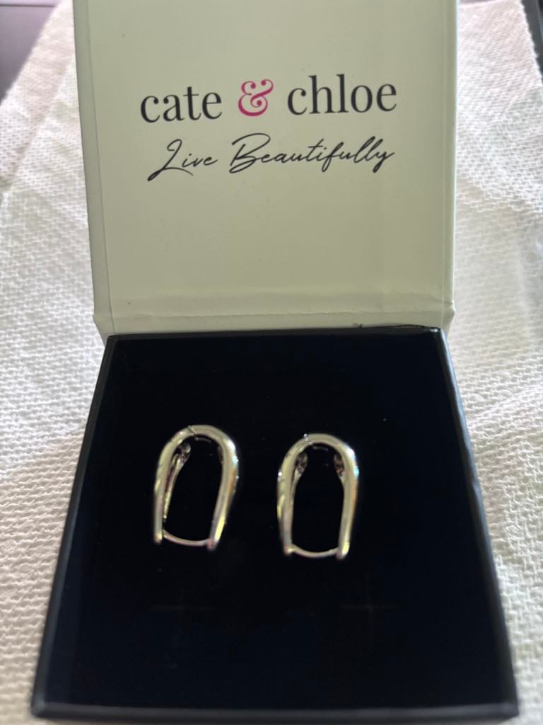 Customer photo review of Salma 18k White Gold Plated 15mm Chunky U-Shaped Hoop Earrings
