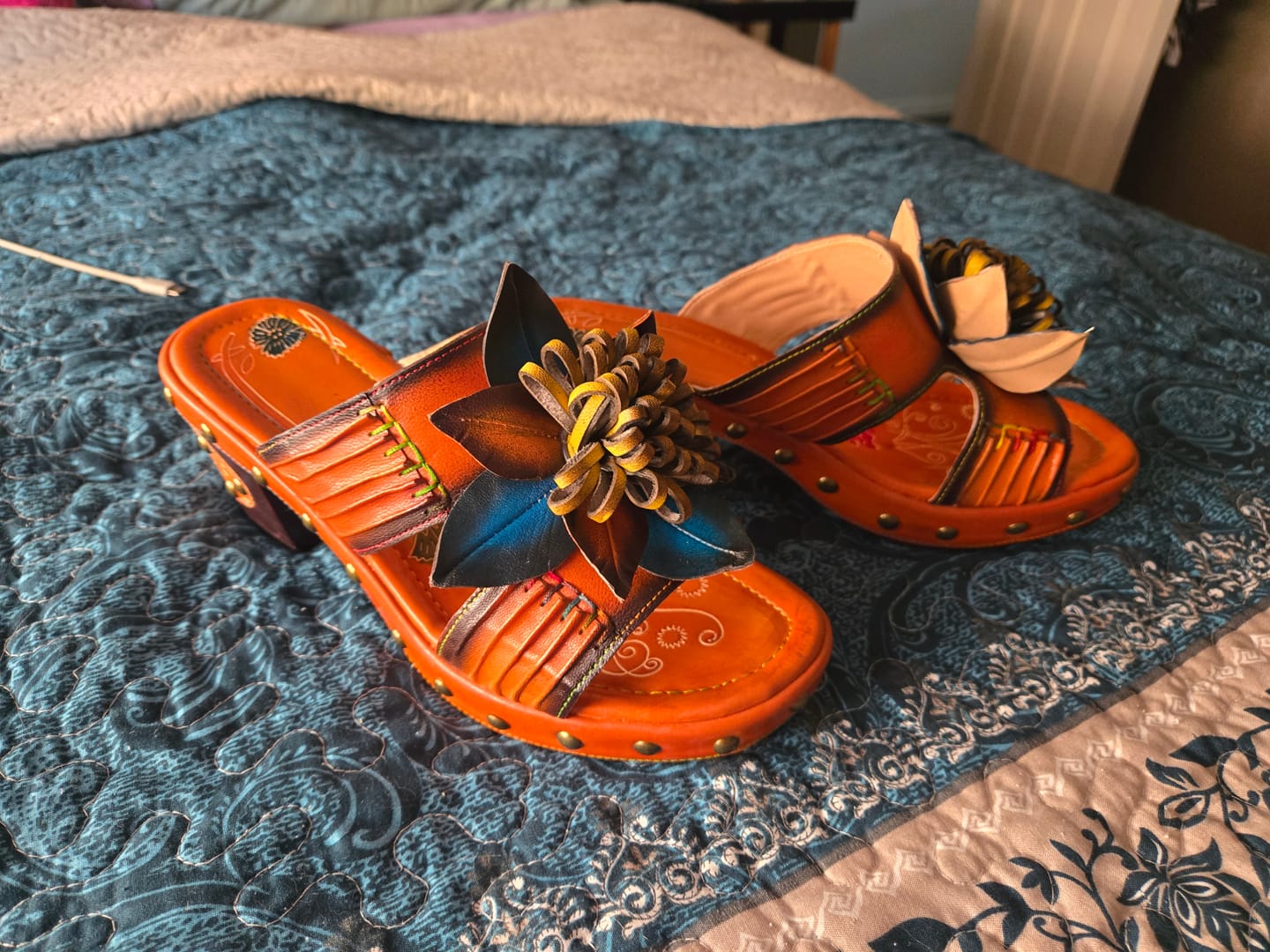 Customer photo review of Vintage Handmade Leather Floral Sandals