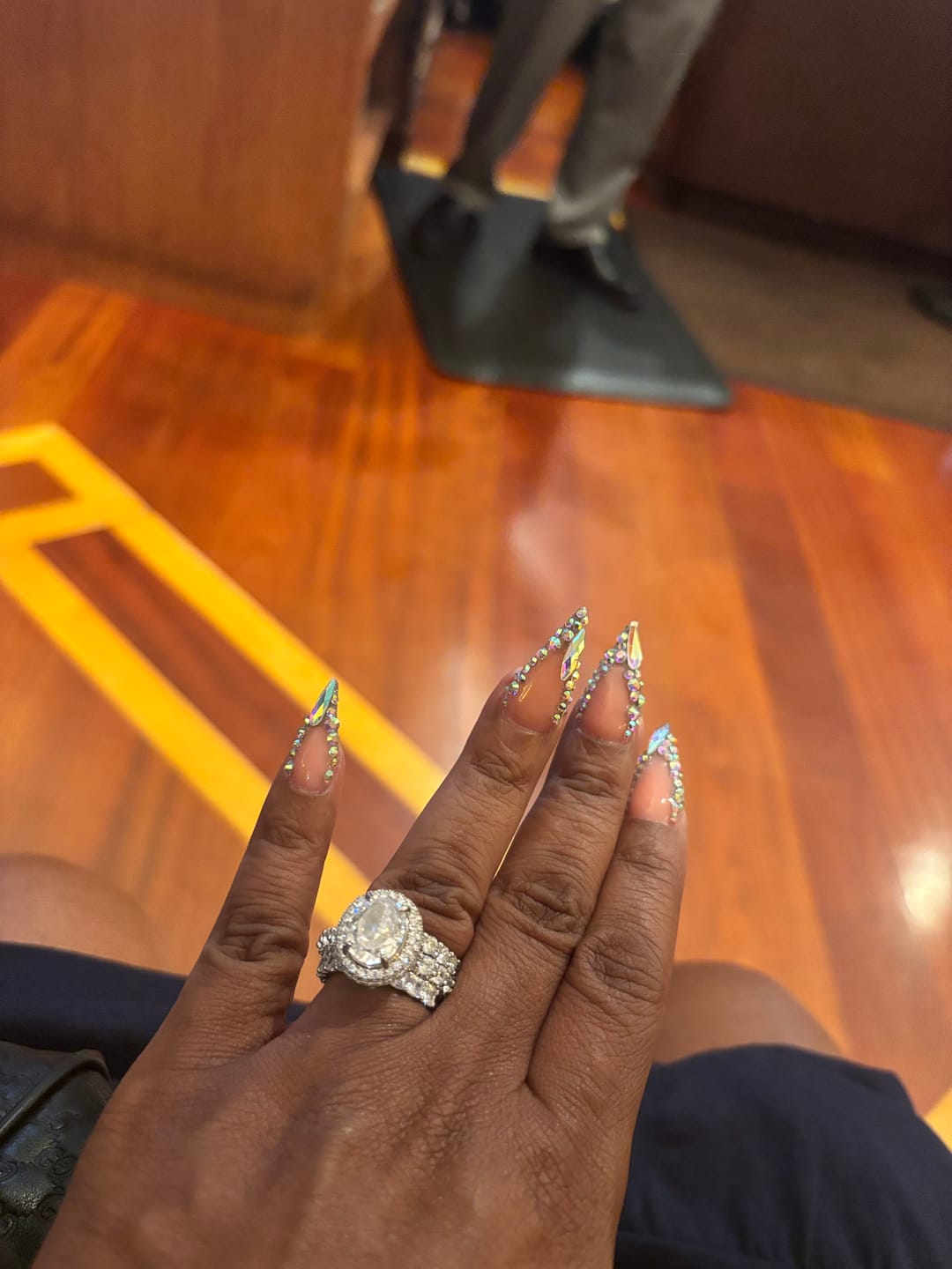 Customer photo review of Gorgeous Hidden Halo Oval Cut 4.0ct Engagement Ring In Sterling Silver
