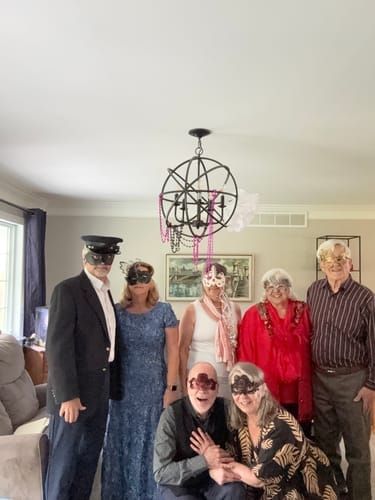 Customer photo review of Replay-able Masquerade Murder Mystery Dinner Party Game for Up to 20 Adults - Host Your Own Dinner Party Game Night - Masquerade Venetian Carnival Theme - Mardi Gras Fancy Dress Dinner Party V2