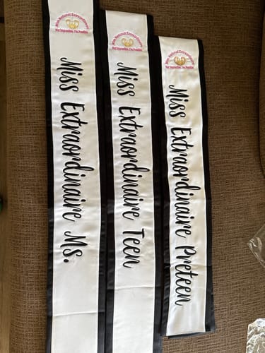 Customer photo review of Quick Order 4.25" Premium Sewn Satin Fabric Sash