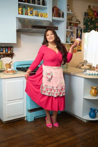 Customer photo review of Starlet Swing Dress in Fuchsia - Vixen by Micheline Pitt