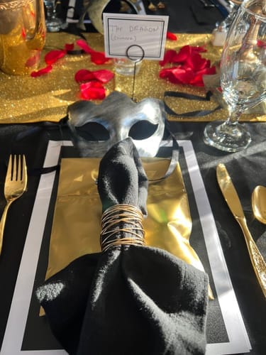 Customer photo review of Replay-able Masquerade Murder Mystery Dinner Party Game for Up to 20 Adults - Host Your Own Dinner Party Game Night - Masquerade Venetian Carnival Theme - Mardi Gras Fancy Dress Dinner Party V2