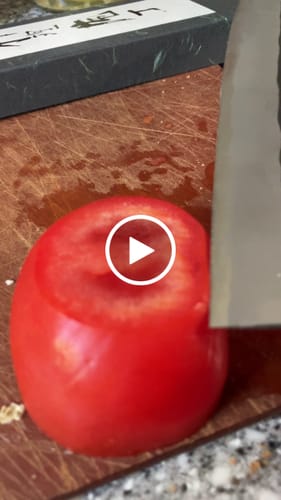 Customer video review of Shiro Kamo AO Super Gyuto 215 mm