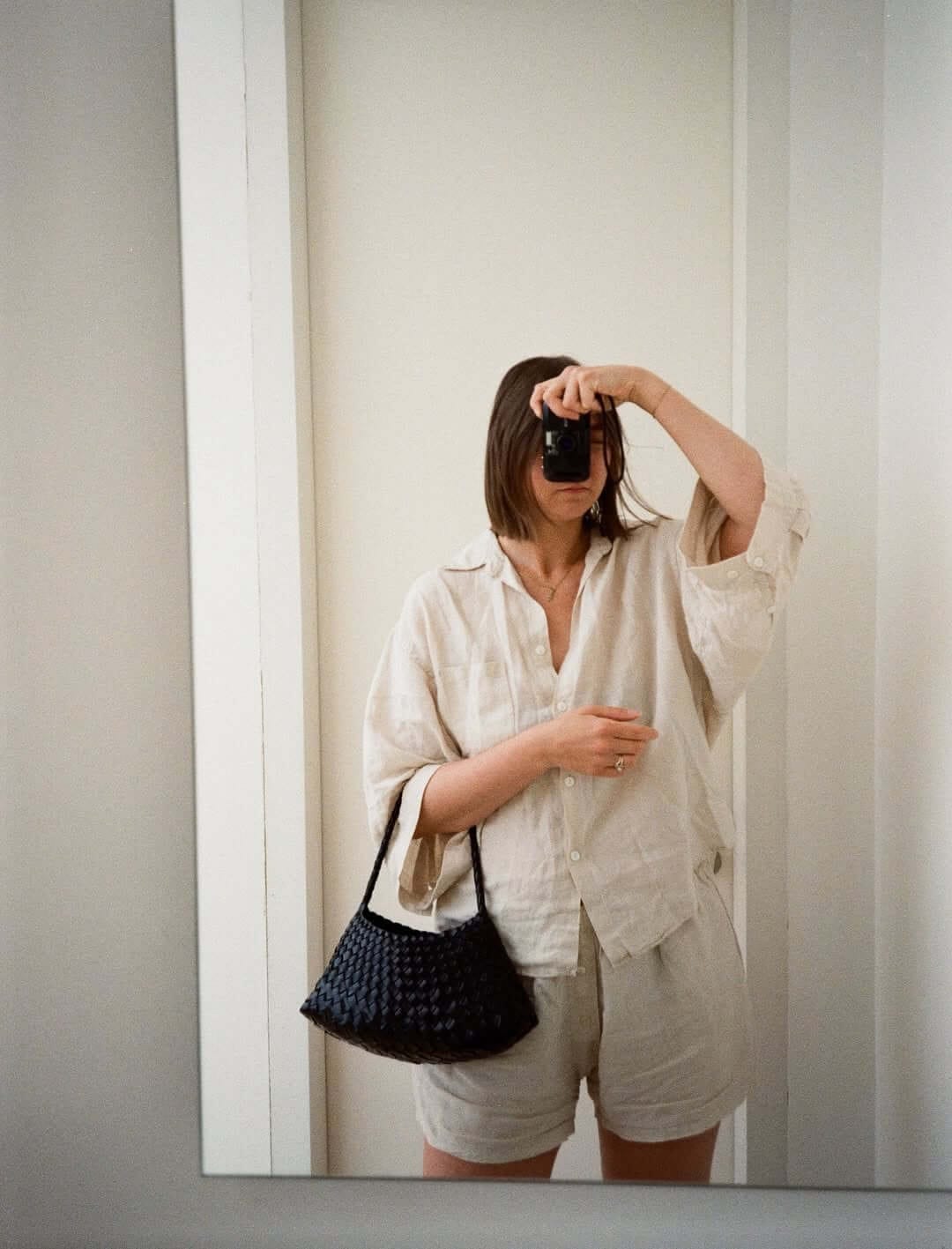 Customer photo review of Marissa Vegan Leather Woven Bag Small
