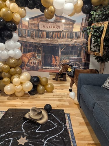 Customer photo review of Replay-able Cowboy Wild West Murder Mystery Dinner Game for Up to 20 Adults - Host Your Own Dinner Party Game Night - Cowboy & Wild West Theme - Cowboy Fancy Dress Dinner PartyV2