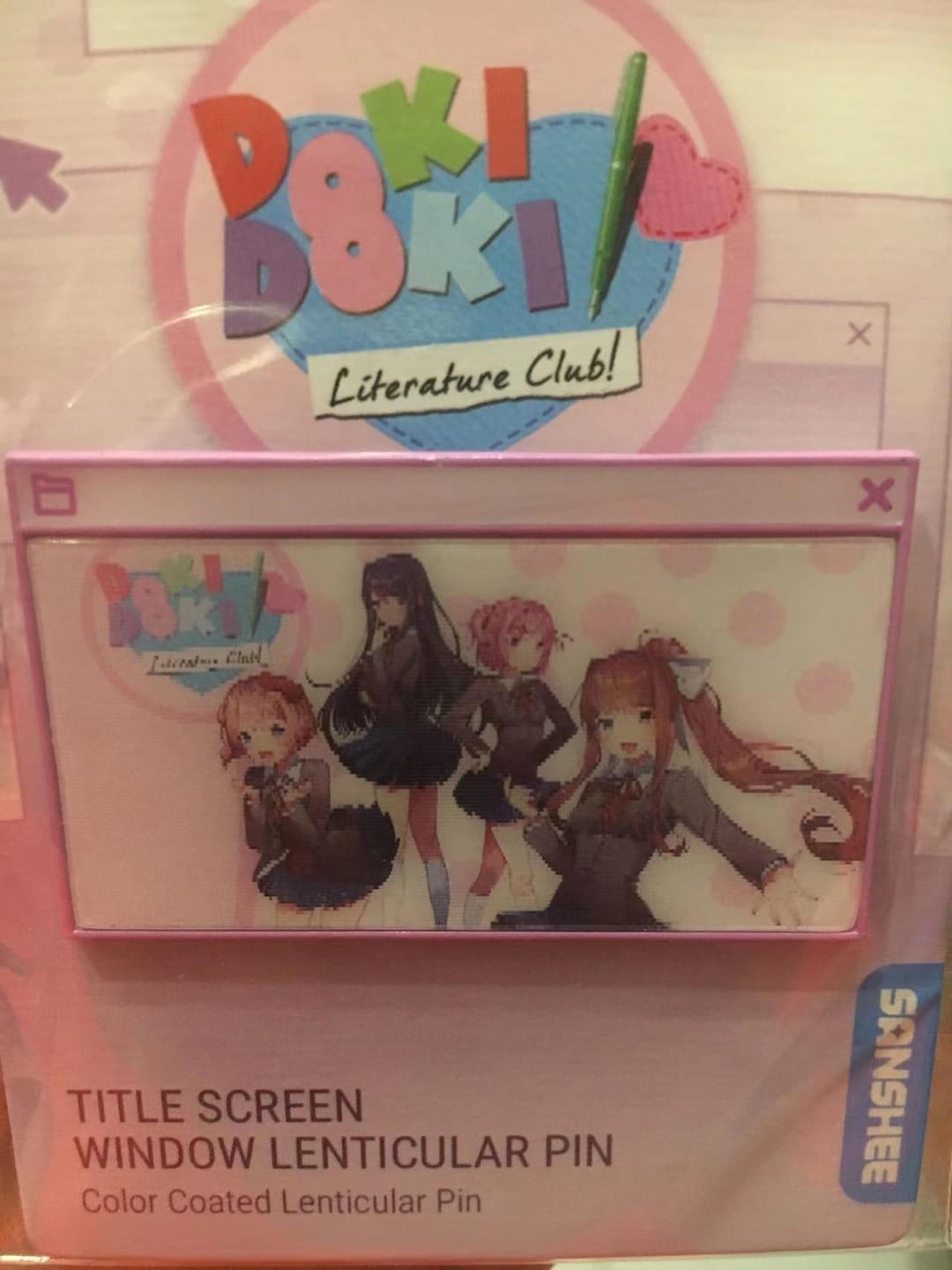 Customer photo review of Doki Doki Literature Club - Window Lenticular Pins