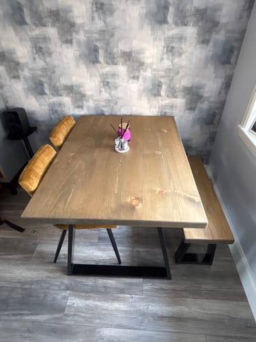 Customer photo review of Industrial Dining Table with Trapezium Leg