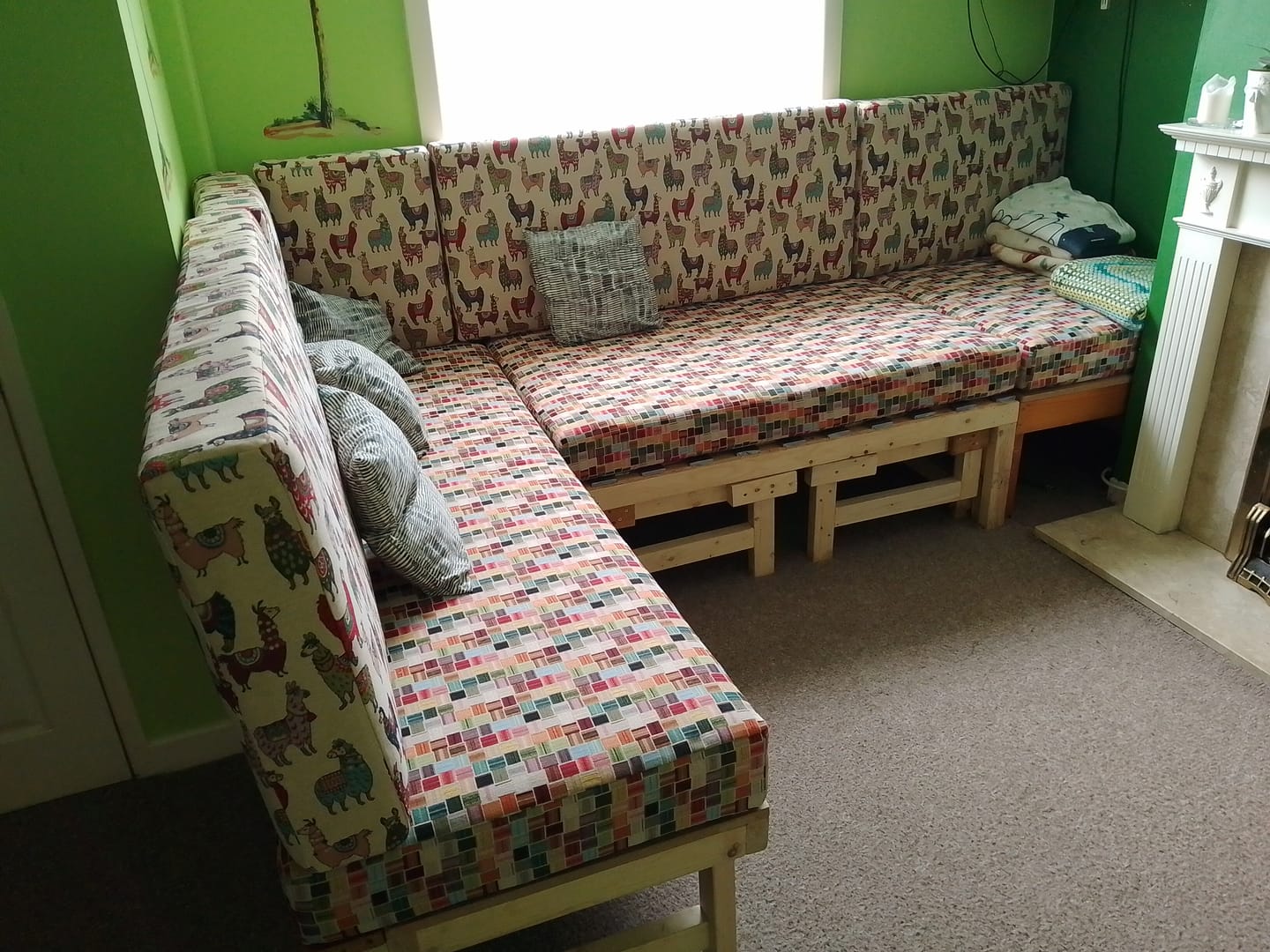 Customer photo review of Colourful Squares Tapestry Fabric