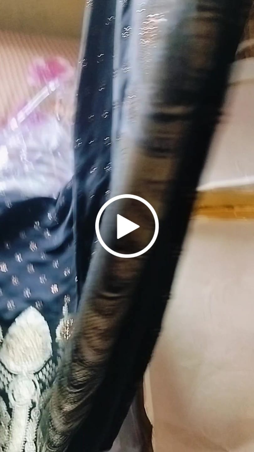 Customer video review of Black Plain Siroski Stone Katan Silk Banarasi Saree
