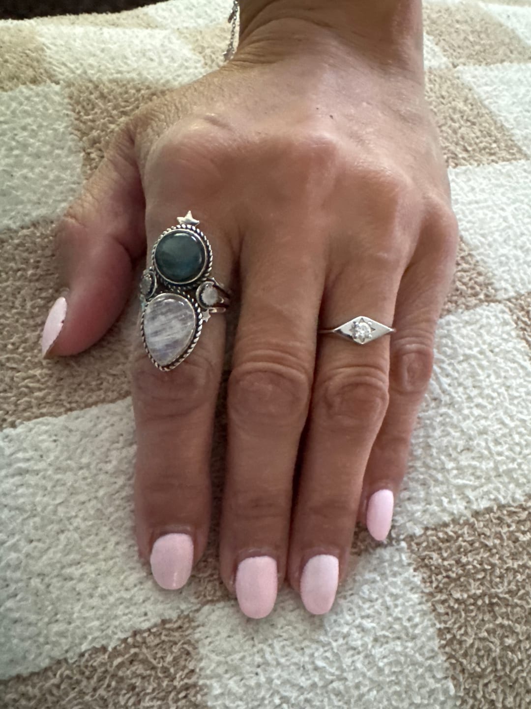Customer photo review of Labradorite and Moonstone Celestial Necklace