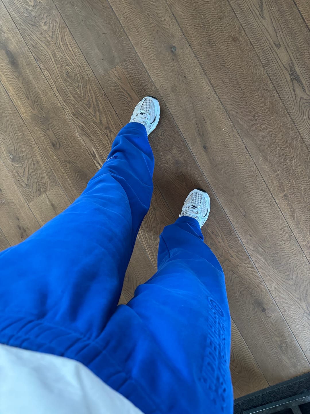 Customer photo review of EMBOSSED STRAIGHT LEG SWEATPANTS ROYAL BLUE